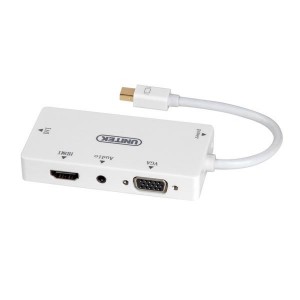 CABLU CONVERTOR ADAPTOR MINI DISPLAYPORT la HDMI + DVI + VGA + Audio, Unitek Y-6354 miniDisplayPort